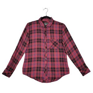 RAILS Hunter Red Plaid Metallic Long Sleeve Collared Button Up Top SIZE MEDIUM
